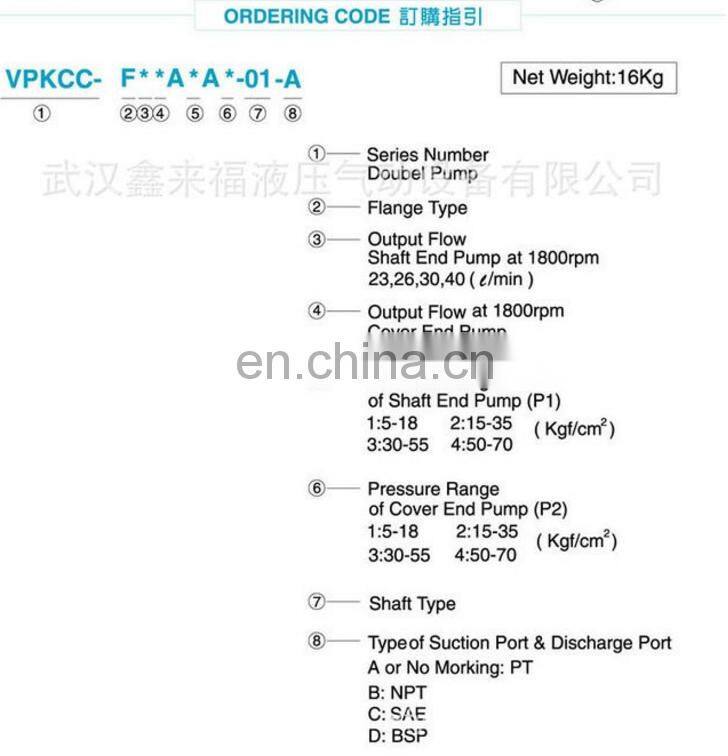 KCL VPKCC variable Displacement hydraulic double pump