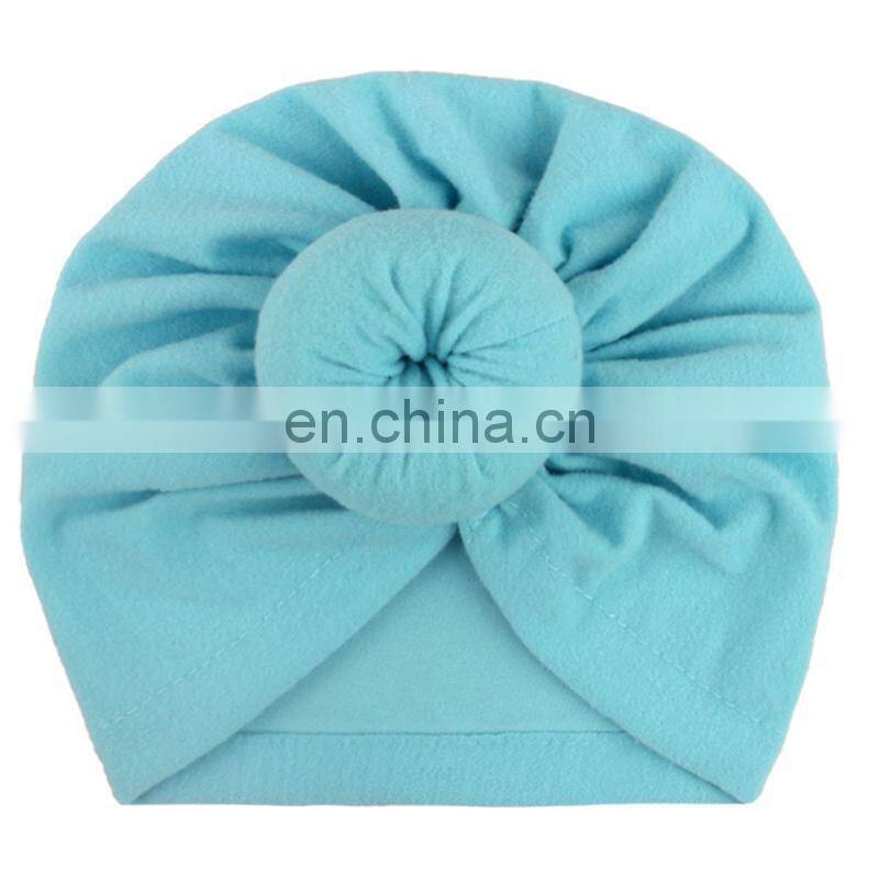 11colors Europe style organic cotton solid color rabbit ear bowknot baby turban hat free choose