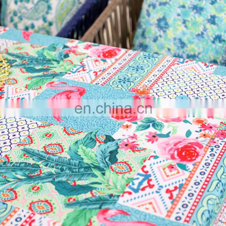 China supplier flamingo printed cotton linen dining table cloth custom tablecloth for party hotel home