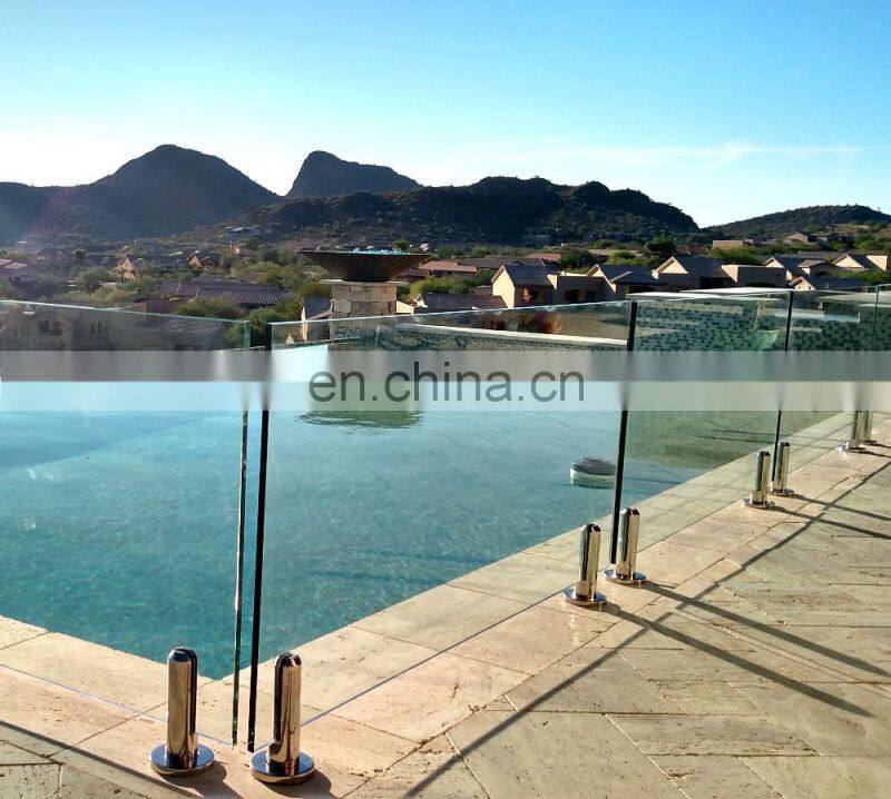 frameless glass balustrade Pool wind barrier grey or black powder coated surface aluminium profile fence laminated glass fence