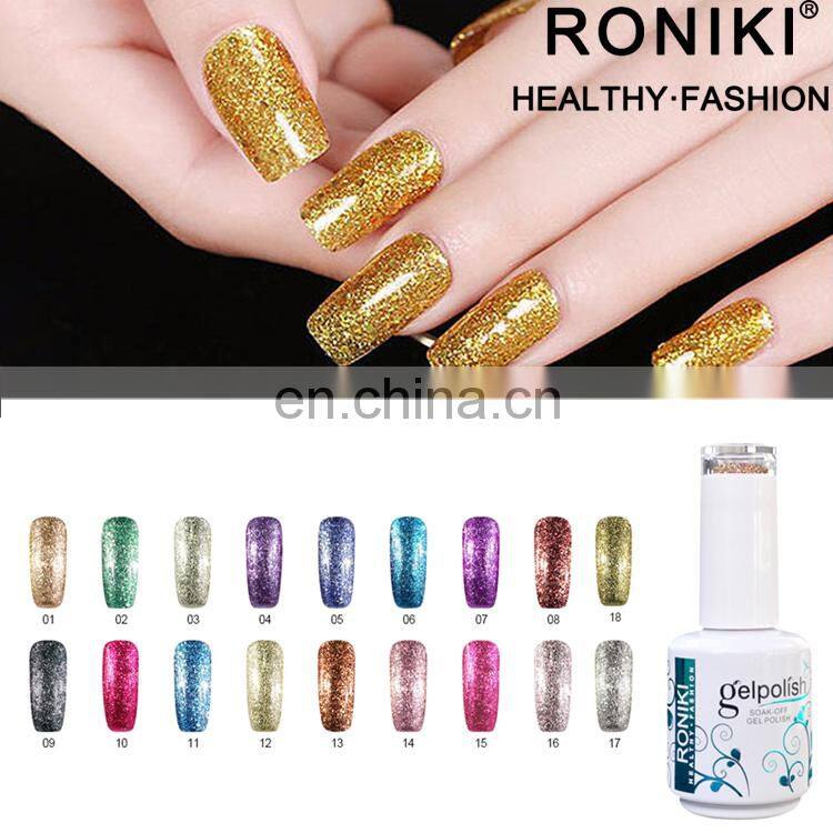 RONIKI Long Lasting wholesale Nail Gel Polish Beauty Colored micro diamond UV Gel