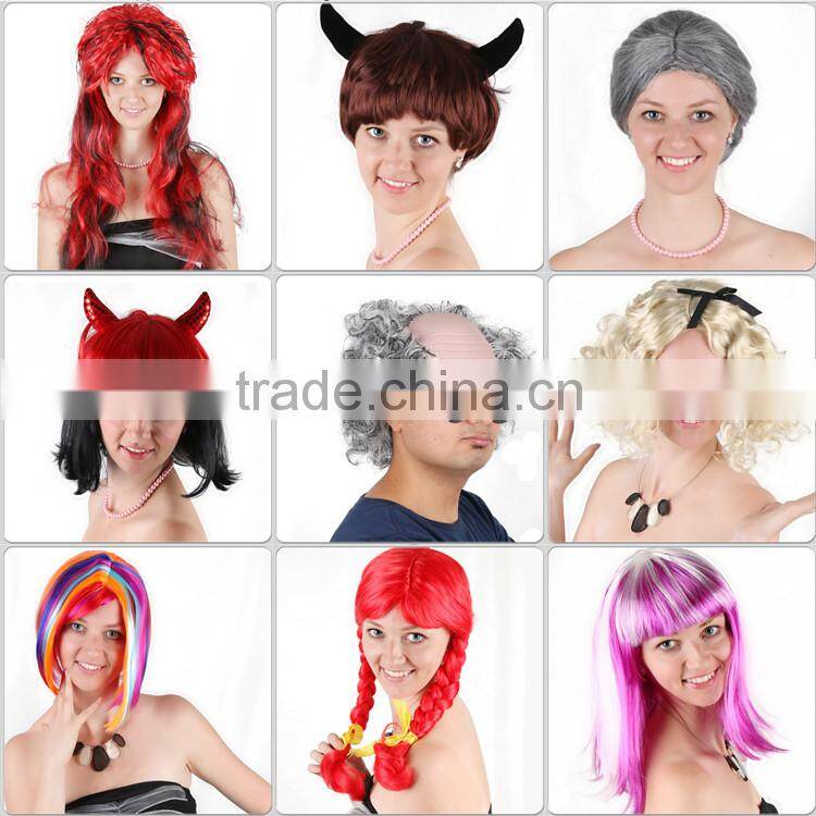 long red and black curly cheap wholesale party wigs