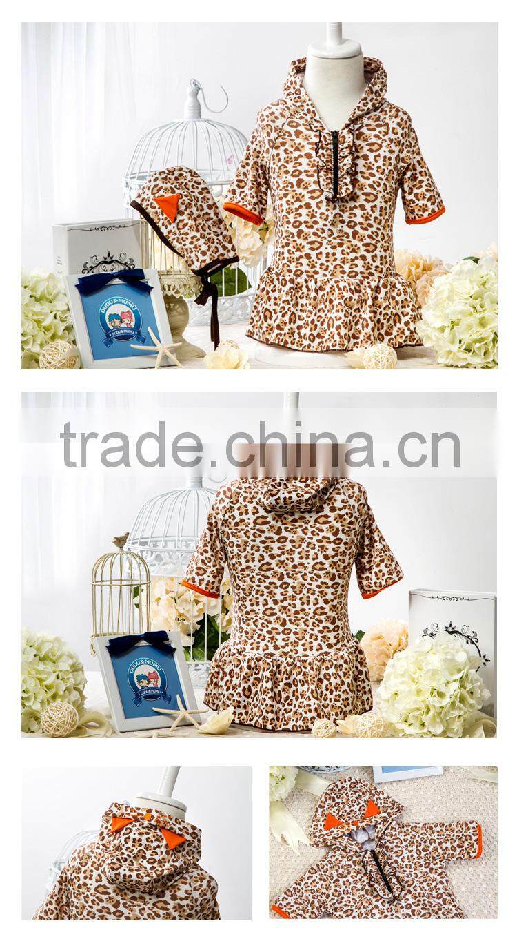 high quality leopard 1pc kids swim jumpsuits with hood