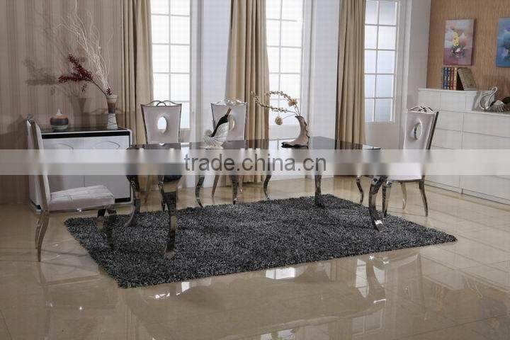 Black wooden base glass dining table for sale