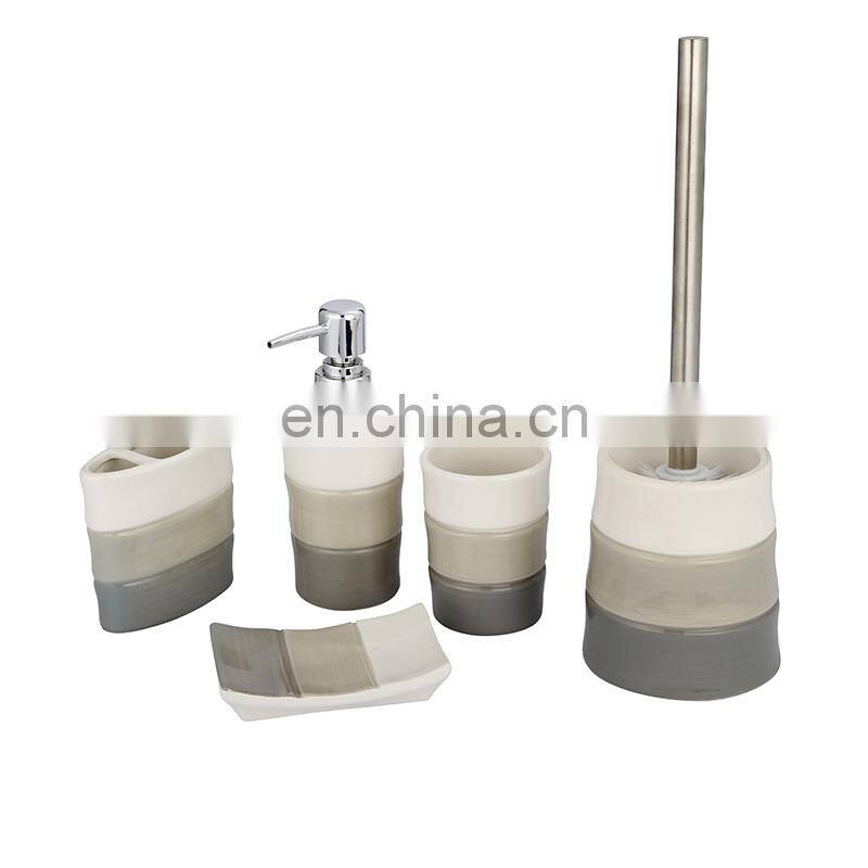 Luxury series brown purple silver ceramic colour glaze bathroom accessories 5pcs set