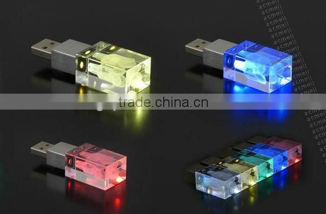 New products 2014 Crystal USB pen drive with LED light accept Alibaba express 1gb 2gb 4gb 8gb 16gb 32gb 64gb