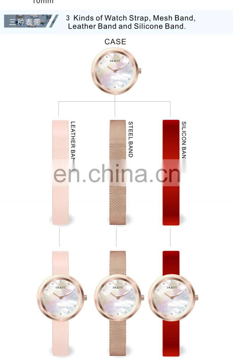 Wholesale Blue Soft Silicon Strap MOP Dial Girl Watches Luxury Charms Women Watch Custom Logo