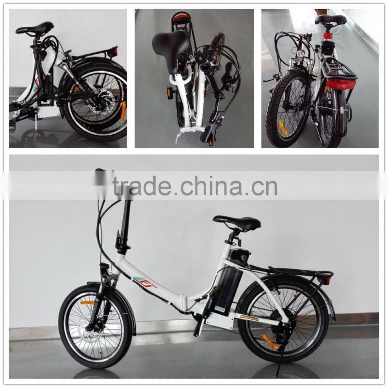 2015 simple shape 20inch folding electric bike battery rack with EN15194