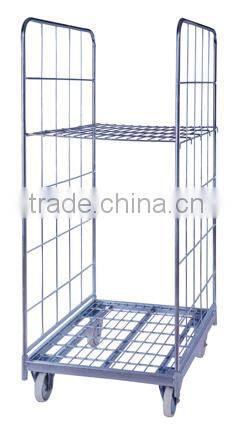 Warehouse mesh storage foldable roll trolley