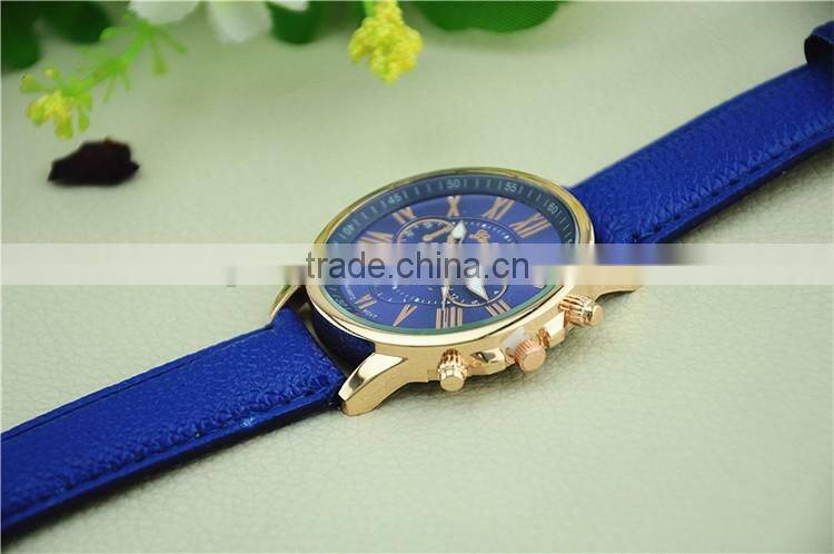 2016 New Leather Geneva Watches Women Dress Quartz Roman Style Leather Wristwatch Hot Sale Lady Watches