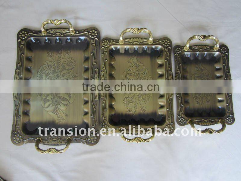 3pcs Stainless steel Square Tray