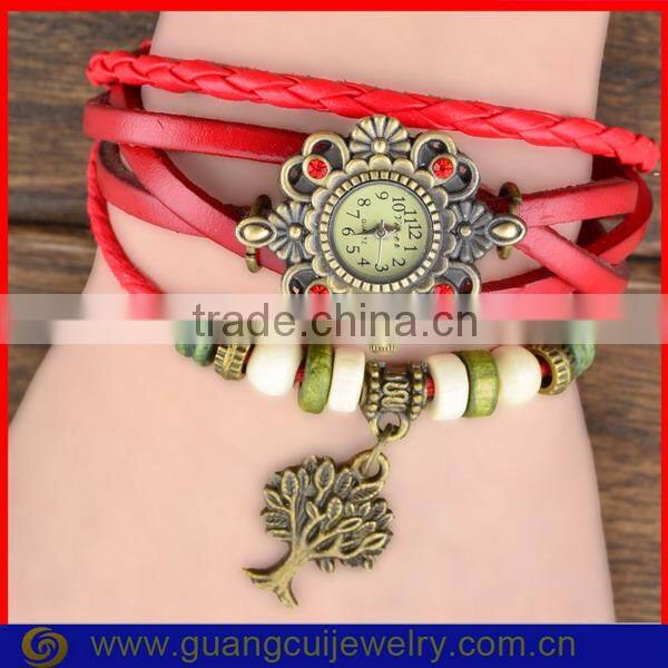 Fashion leather braided strap watch