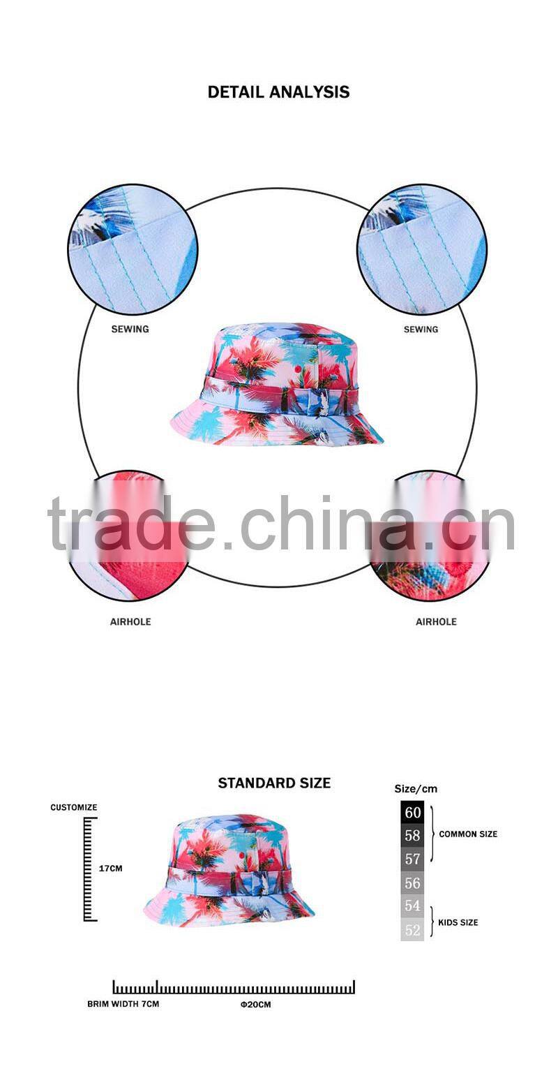 Colorful funny flat top custom printed bucket hat