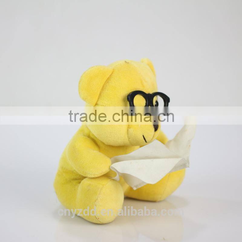 Plush Toy Teddy Bear Wearing Black Glasses/Luck Soft Colorful Toy Bear with Glasss/Stuffed Toy Sitting 14cm High Bear