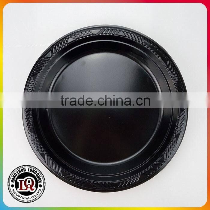 Disposable Round Black Banquet Plate With Special Rim