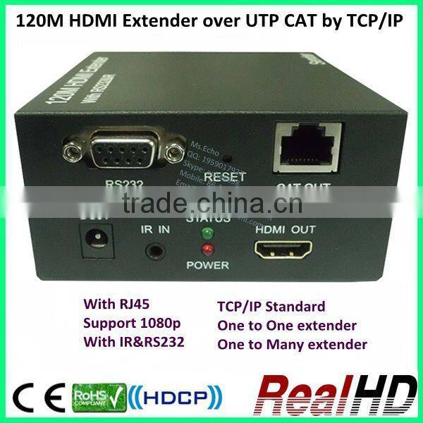 2016 China Best Selling 120m HDMI Extender by cat5e/6 with RS232 Over TCP/IP