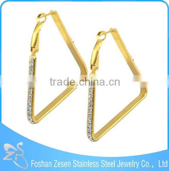 ZS17116 New charm gold plated fashion crystal earring triangle shaped earrings