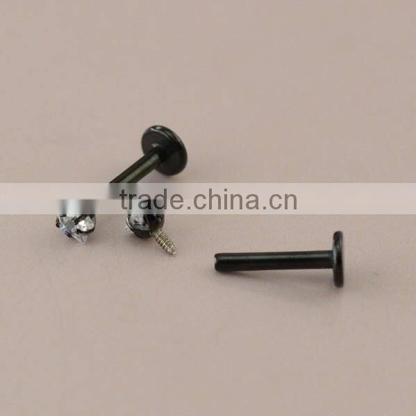 Surgical steel anodize internally threaded clear star zircon 14G cheap lip ring