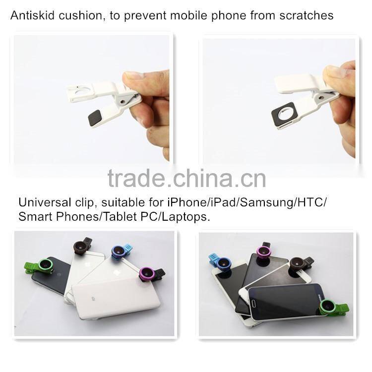 3 in 1 0.65x wide angle universal clip180 degree fisheye lens for iphone mobile phone