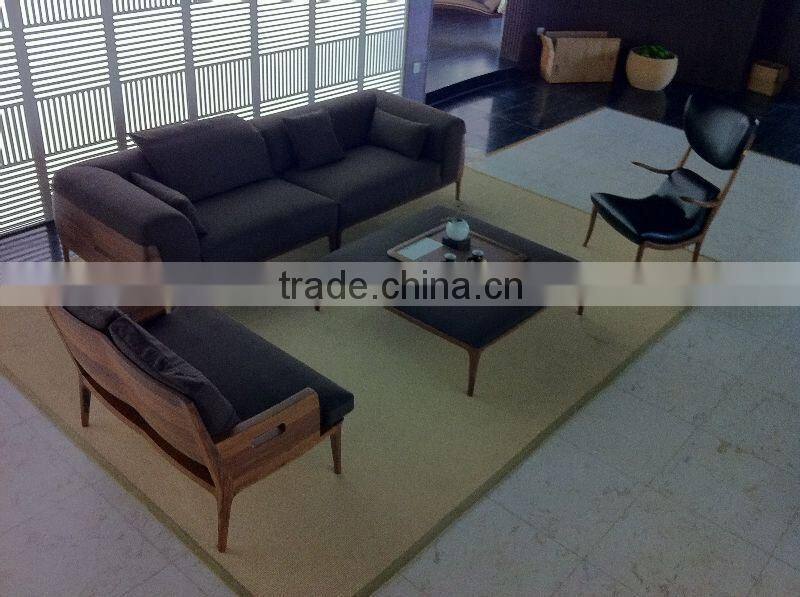 Wood frame linen sofa Modern living room furniture Guangdong sectional sofa design
