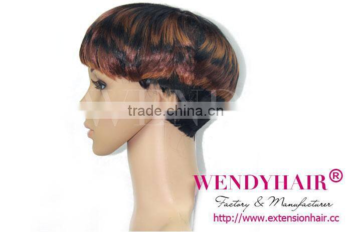 Cheap fashion synthetic hair wigs short hair machine made wig