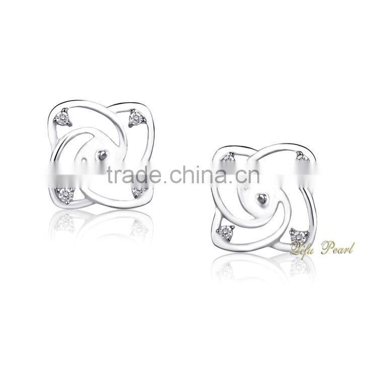 2015 Hot New Pearls Jewelry 18k Gold Pearl Earring Settings and Mountings With Diamonds