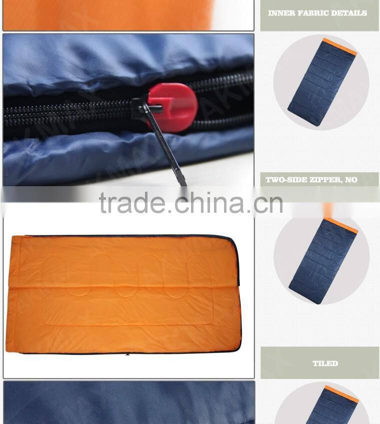 Warm keeping sleeping bag outdoors/sleeping camping bag with zippers/polyester sleeping bag