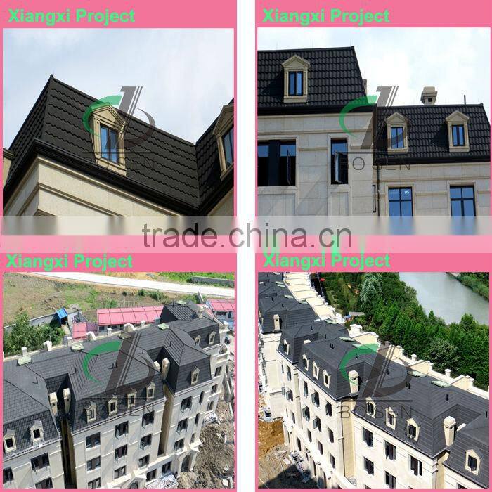 soft deco purple color stone chip coated metal resin roof tile