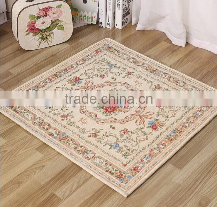 Hot sale Europeanism art chenille yarn jacquard home textile Square floor carpets cheap rug Can be customize