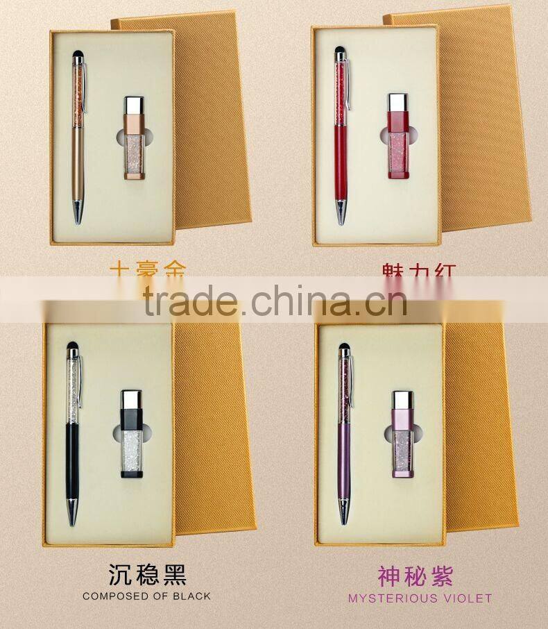 Hot sell cumstom USB set, gift sets with USB flash driver and pen