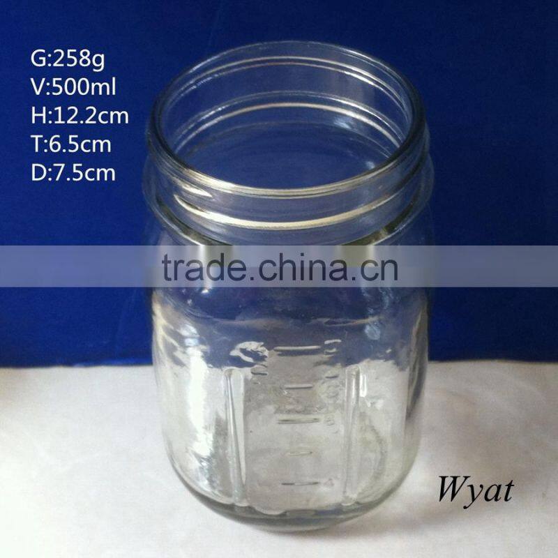 500ml 17oz clear glass honey jars with round design SLJd118
