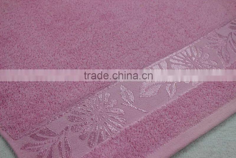 china wholesale market cotton solid color and jacquard border bath towels on sale