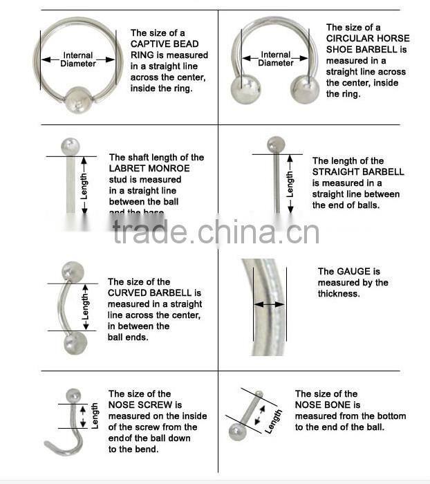 Nose Piercing Rings Jewelry Custom Cartilage Piercing Stainless steel Septum crystal nose rings