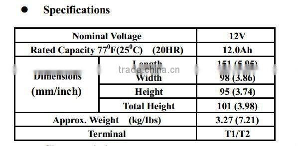 6-dzm-12 12v 12ah batteries ups