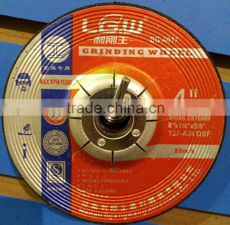 H549 100mm black Resin deoressed center grinding wheel for inox/metal