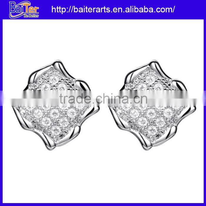 FIVE Colors--New AAA cluster zircon screw back stud pearl earrings for girls