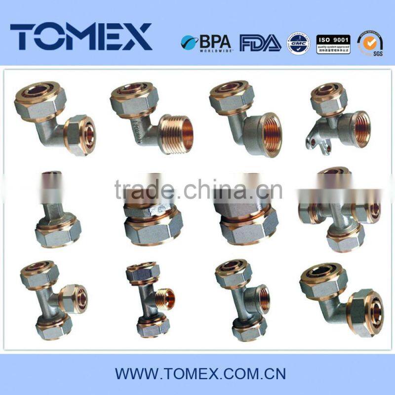 Flexible tee pex al pex pipe and fittings brass connector
