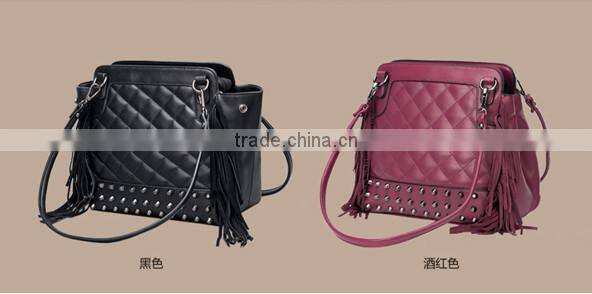 western three-used tassels backpack soft leather tote bag black ladies shoulder bags