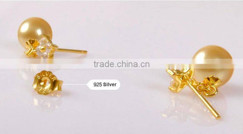 Japanese circular 7--7.5mm golden akoya pearl jewelry earrings for sales