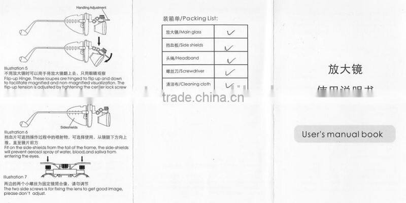 Dental supply 2.5X & 3.5X magnifying lens with light /dental loups