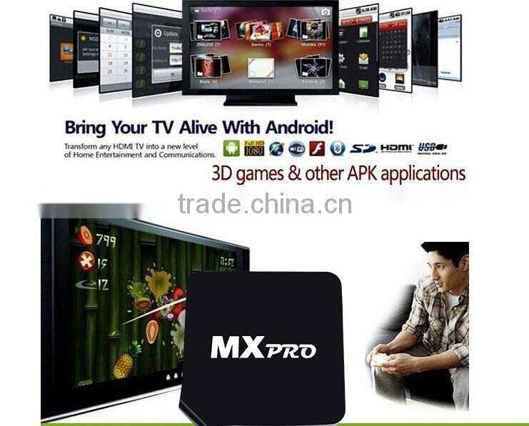 New Arrival MX Pro Android 4.4.2 Android TV Box Amlogic S805 A9 Quad Core 1G/8GB WIFI 1080P Smart TV Box Faster Than CS918