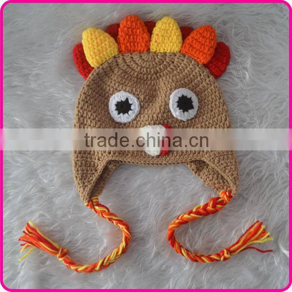 Handmade milk cotton baby crochet turkey hat