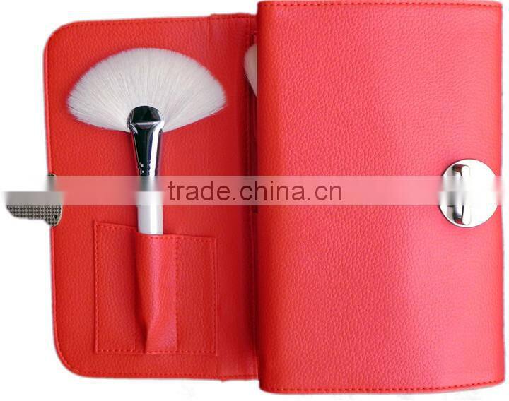 professional 26 piece white / silver makeup brush set with red case