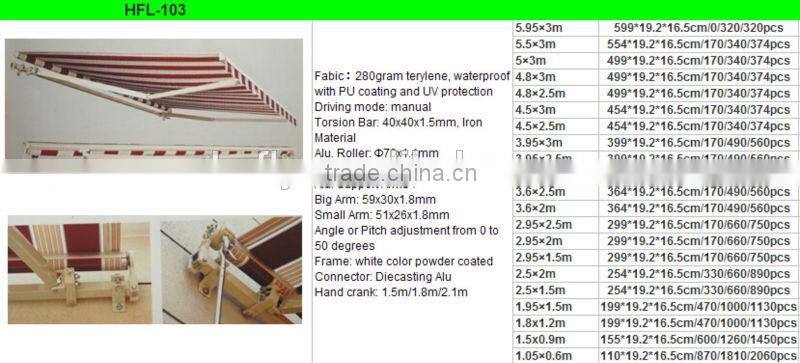 Heavy-duty outdoor non-cassette retractable awning