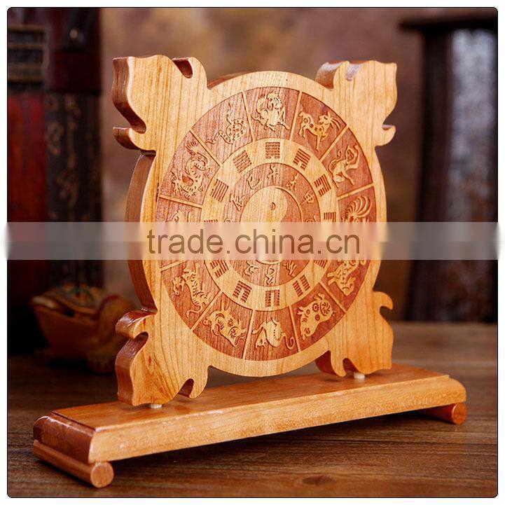 Peach wooden Shan Hai Zhen Plaque, Feng Shui Plaques