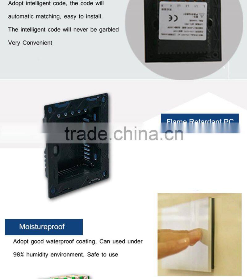 CE Approved Wallpad 86 Standard Brown Brushed Metal Frame LED BackLight 1Gang Touch Light Switch