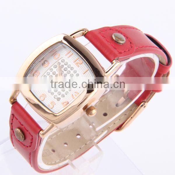 3 atm water resistant leather watch square shaped case