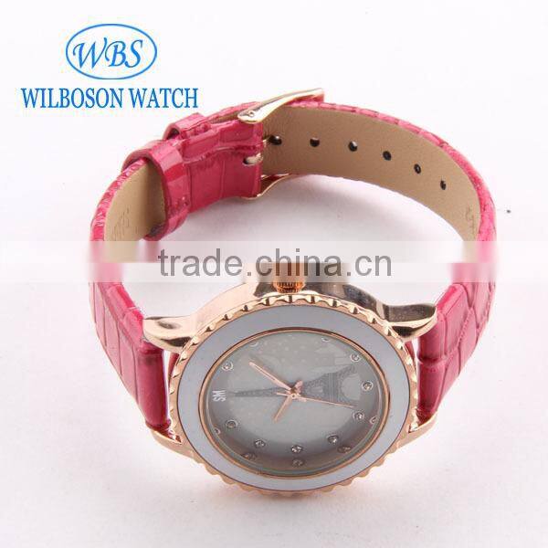 Cheap Price Leather Analog Quartz Watch Case For Lady
