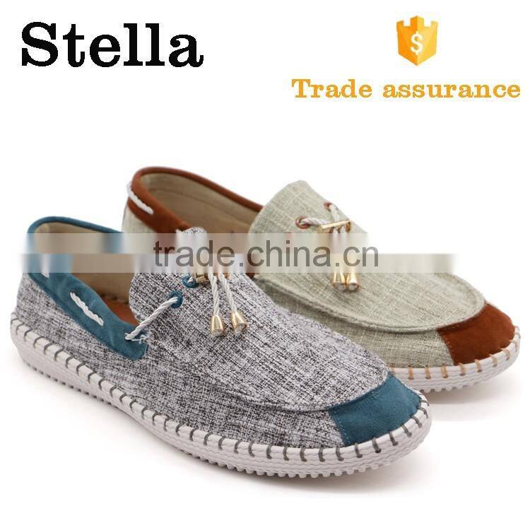 comfortable rubber sole threading strappy men canvas loafer shoes