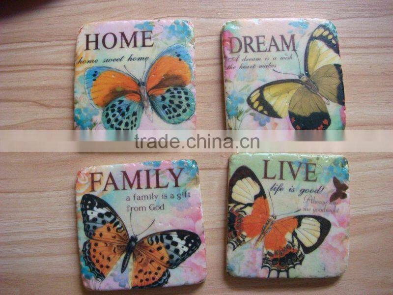 Different imaged white marble coaster